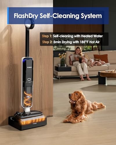 Tineco Floor ONE S6 Master Wet Dry Vacuum Cleaner, 20kPa Suction Vacuum Mop with Dual-Edge Cleaning, 45 Min Runtime (Quite Mode), 185°F Flashdry, 4inch Ultra-Slim