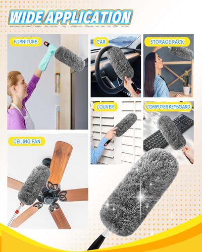 KEEPOW Upgraded Reusable Duster Refills Compatible with OXO Duster, Microfiber Dusters Refill for Cleaning, Compatible with OXO Good Grips Microfiber Extendable Duster, 2 Pack(Handle Not Included) - color: Grey-2 Pack
