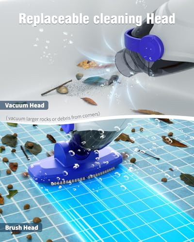 Little Shark Pool Vacuum for Above Ground Pool, Hot Tub Vacuum with a 60w Motor,18 Gal/Min Powerful Suction, Compact & Light Pool Vacuum with 5000mAh Battery, 1h Running Time