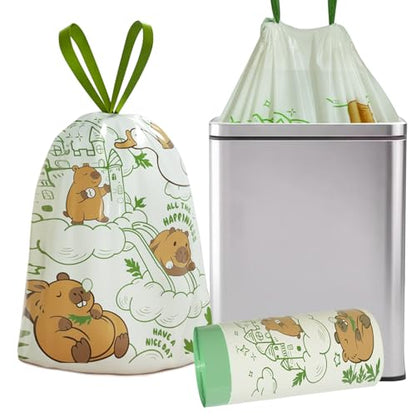 Trash Bags 13 Gallon with Drawstring & Capybara Printed, Leakproof and Odor Control Garbage Bags 13 Gallon Tall Kitchen, Tear-Resistant Kitchen Trash Bags for Home, Portable Garbage Bags, 50 Count - style: 13 Gallon Capybara Trash Bags - 50 Counts