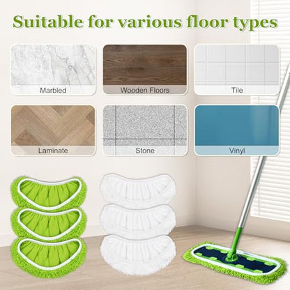 XL Mop Pads Compatible with Swiffer XL Sweeper, X-Large Dry Sweeping Cloths, XL Wet Pads Refills, Reusable Washable Microfiber Heavy Duty Wet Mopping Cloths for Hardwood Floor Cleaning, 6 Pack - size: 6 Pack