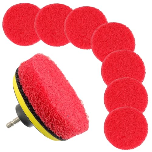 4 Inch Drill Brush Scrub Pads Cleaning Kit, 5X Faster Cleaning, Reusable Double Sided Scrub Pad for Bathroom Shower Tub Tile Grout Kitchen Toilet Hard Surfaces, 9 Pack(Red) - color: Red