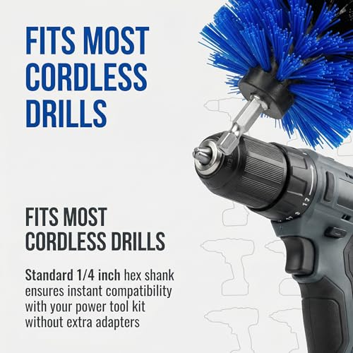 Drill Brush Attachment Set, 5 Pack Power Scrubber Cleaning Brush Kit with Extension Rod for Bathroom, Tub, Tile, Grout, Kitchen, Floor and Wheel Rims (Blue) - color: Blue