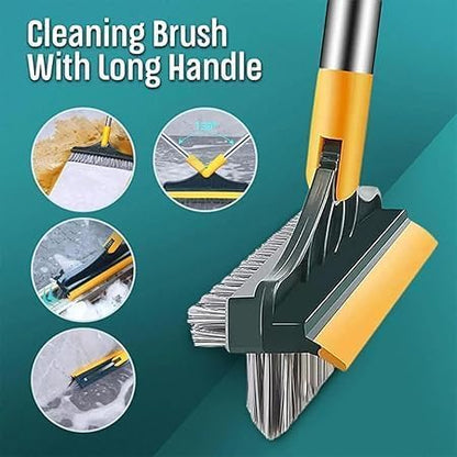 Bloame Cleaning Brush, 3 in 1 Floor Scrub Brush with, 180° Rotating Long Handle Soft Scraper for Cleaning Bathroom Glass Patio Kitchen (Gray) - color: Gray