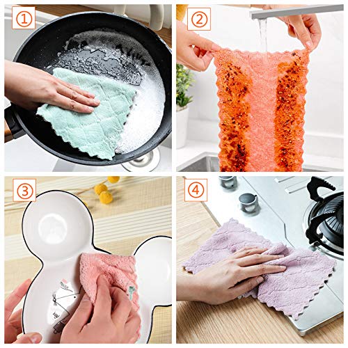 Hypermotion Microfiber Cleaning Cloth, Kitchen Towels, Double-Sided Microfiber Towel Lint Free Highly Absorbent Multi-Purpose Dust and Dirty Cleaning Supplies for Kitchen Car Cleaning. Pack of 12 - color: Purple