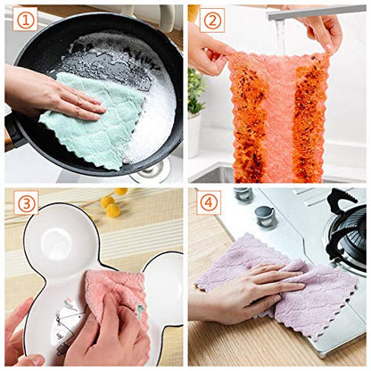 Hypermotion Microfiber Cleaning Cloth, Kitchen Towels, Double-Sided Microfiber Towel Lint Free Highly Absorbent Multi-Purpose Dust and Dirty Cleaning Supplies for Kitchen Car Cleaning. Pack of 12 - color: Purple