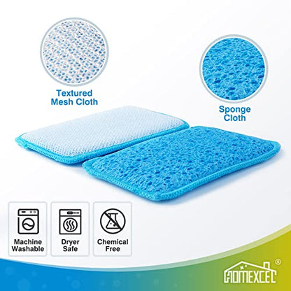 12 Pack Scrub & Wipe Cloths, Dual-Sided Sponges for Kitchen, All-Purpose Cloth for Dishes, Pots, Pans, Non-Stick Cookware, Countertops (Red, Yellow, Blue) - color: Multicolor