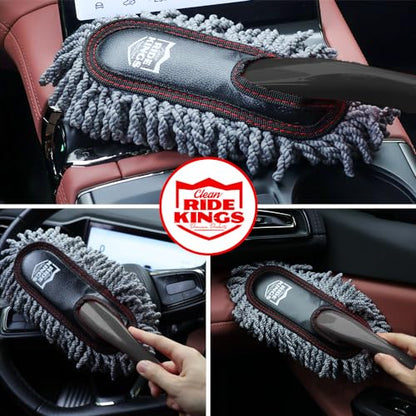 Car Duster Exterior Scratch Free,Car Dust Brush with Extendable Telescoping Handle to Remove Pollen,Dusters for Truck,RV and Motorcycle,Large Mop Head, Wax Cotton Hair，Auto Care - color: Carduster1-2