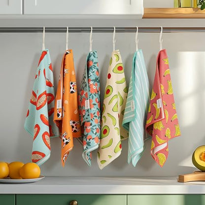RECYCO Waffle Kitchen Towel Set of 2 - Quick Dry Microfiber Sustainable Dish Towels - Ultra Absorbent Reusable Cleaning Tea Towels - Lightweight Hand Towels,16”x 28”, Avocado Vibes - color: Avocado Vibes