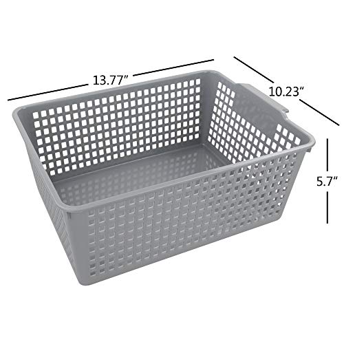 3-pack Large Plastic Storage Basket Bins, Grey Baskets for Organizing - color: Grey