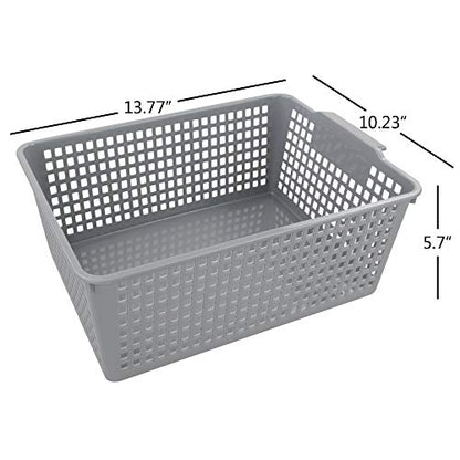 3-pack Large Plastic Storage Basket Bins, Grey Baskets for Organizing - color: Grey