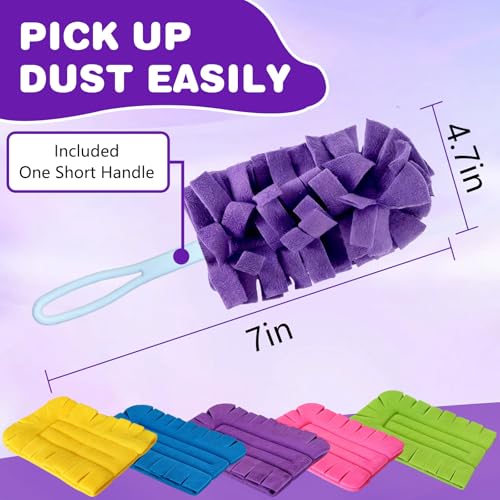 Duster Refill Reusable Fleece Duster Refills, Heavy Duty Feather Flat Dusters Refills Washable Cleaning Pads for Home, Blinds, Car, Pet, Furniture, Fans (5 Pack-Mixed Color)