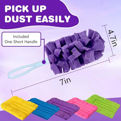 Duster Refill Reusable Fleece Duster Refills, Heavy Duty Feather Flat Dusters Refills Washable Cleaning Pads for Home, Blinds, Car, Pet, Furniture, Fans (5 Pack-Mixed Color)