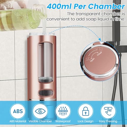 Single Wall Mounted Hand Soap Dispenser, 13.5oz/400ml Pink Bathroom Shower Dispenser Refillable Liquid Lotion Soap Dispenser for Bathroom Kitchen Hotel (Pink) - color: Pink