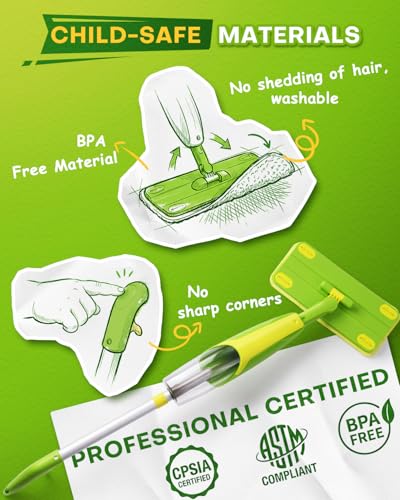 Toddler Spray Mop-Montessori Toys Mini Size Cleaning Mini Mop that Really Spray -Kid Pretend Play Toys Gift for Toddlers Girls Boys - size: Green, style: Spray Mop