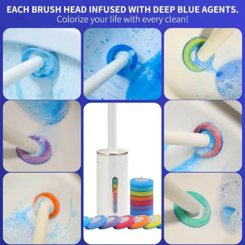 Disposable Toilet Brush, Wall-Mounted Touch Free, 24 Refills | Toilet Bowl Cleaner Wand Kit, Extended Long Handle, Pre-Soaked Concentrated Cleaner Sponge, Apartment, RV Bathroom Cleaning - size: 1 Brush+24 Refills
