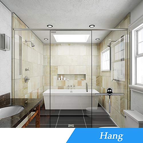 ENEE Shower Squeegee, Stainless Steel Glass Squeegee with Suction Cup Hook Holder, Deluxe Window Wiper Squeegees for Bathroom Glass Door, Mirror, Tiles, Cars (with 1 Extra Silicone Blade)