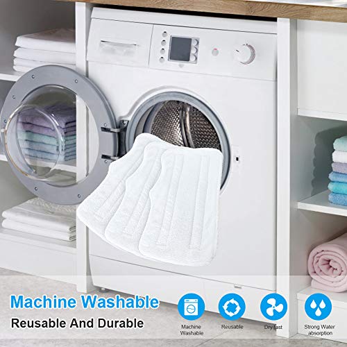 Fushing 7Pcs Steam Mop Pads, Washable Microfiber Cleaning Steamer Replacement Pads for Shark Steam & Spray Mop S3101 S3251 SK460 SK410 S3101n2 S3250 SK435CO SK140 SK141,White - color: White