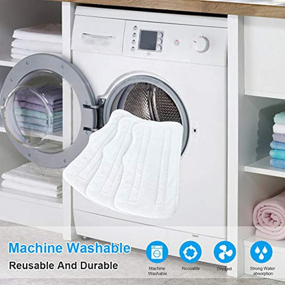 Fushing 7Pcs Steam Mop Pads, Washable Microfiber Cleaning Steamer Replacement Pads for Shark Steam & Spray Mop S3101 S3251 SK460 SK410 S3101n2 S3250 SK435CO SK140 SK141,White - color: White