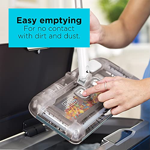 BLACK+DECKER Carpet Sweeper 50 Minute Lithium Floor Sweeper, Multi-Surface Use, Easy One Hand Cleaning, Self Standing, Charger Included (HFS115J10)