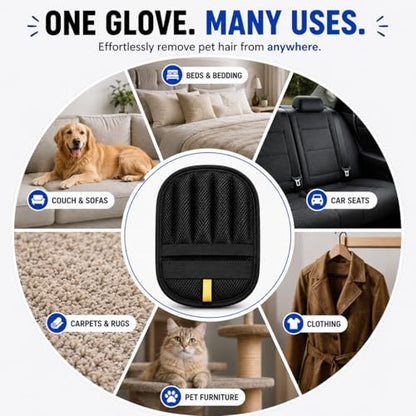 Pet Hair Removal Glove for Dogs & Cats, Newly Upgraded Reusable Electrostatic Pet Hair Remover Tool for Couch, Furniture, Bedding, Clothing & Car Seats