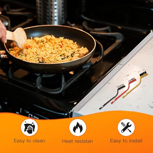 Stainless Steel Stove Gap Covers Set with Magnetic Stove Shelf,Brushes | 2-in-1 kitchen solution with adjustable gap covers and magnetic stove shelf,Brushes for organization & cleaner cooking space - color: Silver/Gray