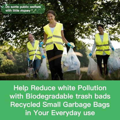 Biodegradable 6 Gallon Trash Bags Unscented - 200 Counts Compostable Medium Size Garbage Bags Durable & Strong Bulk Clear White Waste - style: Bio-White-6Gal200