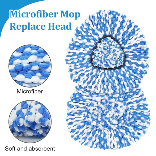 Mop Heads Replacements for O-Cedar RinseClean 2-Tank Spin Mop, Mop Replace Head for O Cedar, Mop Heads Include 4 Pack Mop Refills, 2 Scrubber Mop Heads, 1 Mop Base, Reusable, Easy to Replace