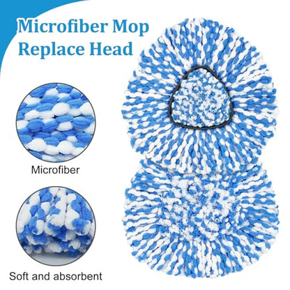 Mop Heads Replacements for O-Cedar RinseClean 2-Tank Spin Mop, Mop Replace Head for O Cedar, Mop Heads Include 4 Pack Mop Refills, 2 Scrubber Mop Heads, 1 Mop Base, Reusable, Easy to Replace