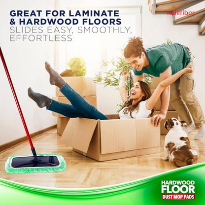 Millifiber Floor Duster Refills 15x8 Inches, 3-Pack (Mop Not Included) | Reusable microfiber duster covers, replacement heads, hair & dust mopping cloths - color: Dry Duster (Green), size: 3 Count (Pack of 1)