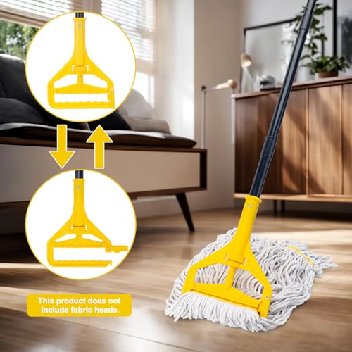 KeFanta 60 Inch Mop Handle Commercial Heavy Duty,Industrial Mop Stick Replacement Quick Change,Wet Mops Head Replacement Holder for Floor Cleaning(Yellow)
