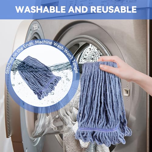 Commercial Heavy Duty Mop Heads Replacement: 1 Pack Industrial Wet Mop Head for Floor Cleaning - Commercial Products Looped End String Head Refills - color: 1 Count-blue