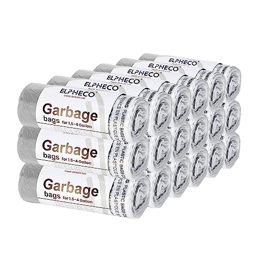 ELPHECO 2.5 Gallon Trash Bags │ 15 Liters Drawstring Garbage Bags │ Small Trash Bags For Bathroom Office Living Room Use │ Suitable For 1.5-4 Gallon Trash Can │ 18"×20" │ 180 Count / 18 Rolls │ A