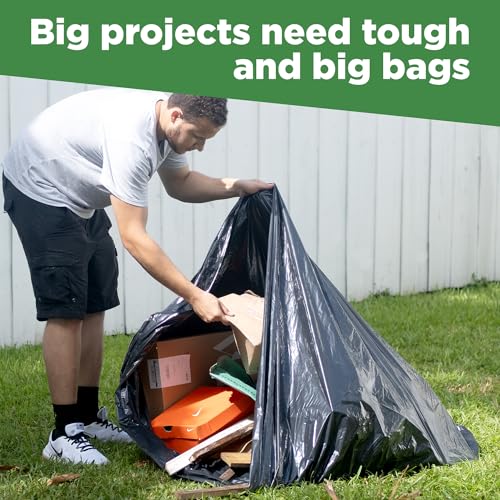 ToughBag 95-96 Gallon Extra-Large Trash Bags, 61x68” Black Garbage Bags, 1.2 Mil Thick (50 COUNT), Heavy-Duty Outdoor 95 Gallon Trash Bags – for Storage, Custodial, Landscape - Made In USA