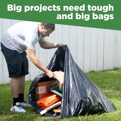 ToughBag 95-96 Gallon Extra-Large Trash Bags, 61x68” Black Garbage Bags, 1.2 Mil Thick (50 COUNT), Heavy-Duty Outdoor 95 Gallon Trash Bags – for Storage, Custodial, Landscape - Made In USA