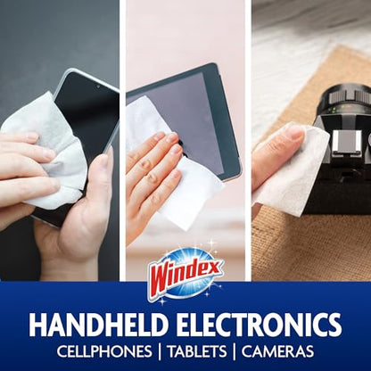 Windex Electronic Cleaning Wipes, Pre-Moistened Screen Wipes for TVs, Phones, and Other Electronics, Resealable for a Freshness Lock, 25 Count - size: 25 Count (Pack of 1)