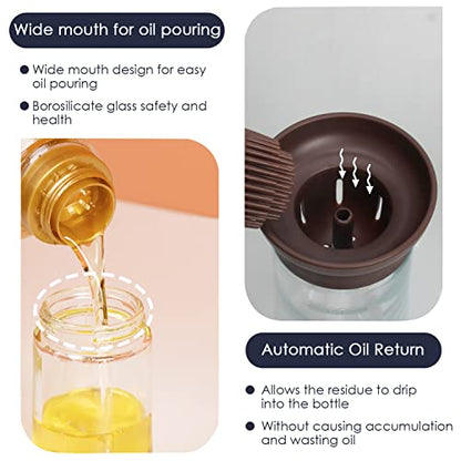 Oil Dispenser with Brush - Glass Olive Oil Dispenser for Kitchen, 2 IN 1 Oil Dispenser Bottle with Silicone Basting Brush for Cooking Vinegar Sauce BBQ Grill Frying, T-OB21, Red - color: Iron Yellow