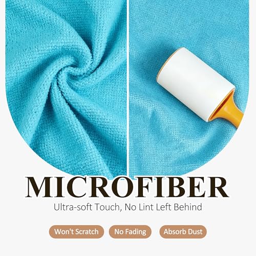 30 Pack Microfiber Cleaning Cloths, Dish Towels for Kitchen, Cleaning Rags for Car, Window, Bathroom, Household, Ultra Absorbent Cleaning Supplies Lint Free Streak Free, Reusable & Washable (Blue) - color: Blue