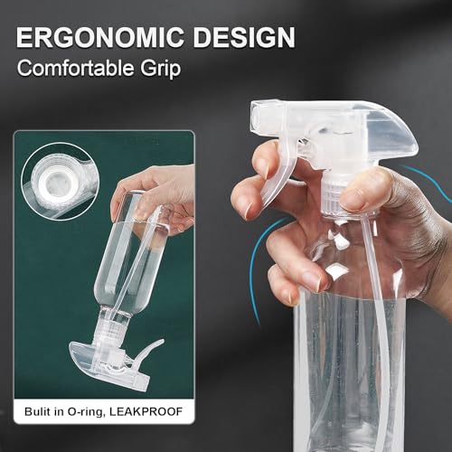 Plastic Spray Bottles 12oz 2 Pack Adjustable Mist/Stream Spraying Heavy Duty Square Water Spray Bottles for Hair, Cleaning Solutions, Plants，Essential Oils (Clear) - color: Clear