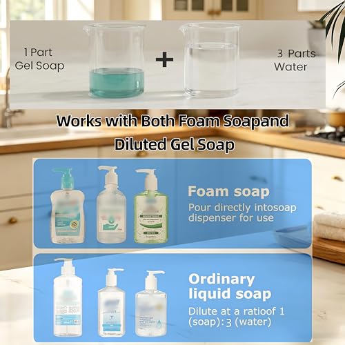 Touchless Automatic Foaming Soap Dispenser | USB Rechargeable Wall Mount 400ml Waterproof Sensor Foam Hand Soap Dispenser for Bathroom Kitchen Kids White - color: White Foam