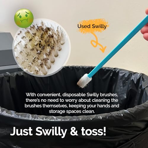 Evaclean Swilly Original Disposable Crevice Brushes - 100 Pack - Versatile Cleaning Tool for Tight Spaces, Window Tracks, Keyboards, Car Vents, and Household Use (Red) - color: Red
