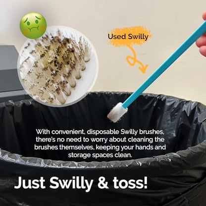 Evaclean Swilly Original Disposable Crevice Brushes - 100 Pack - Versatile Cleaning Tool for Tight Spaces, Window Tracks, Keyboards, Car Vents, and Household Use (Red) - color: Red