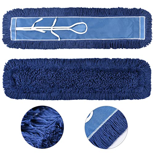 MATTHEW CLEANING 24'' Industrial Strength Cotton Dust Mop Refill Washable Replacement Heads For Residential & Commercial Use Fit Standard Dust Mop Frames, Hardwood, Laminate, Concrete Floors 1 Pack - color: Blue, size: 24'' 1 Pack