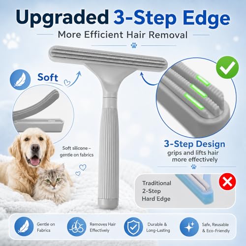 2 Pack Portable Pet Dogs Cats Hair Remover Lint Removal Shaver Tool Fur Scraper Carpet Rake for Couch Furniture Car Mats Fabric Sofa Clothes Bedding - color: Gray