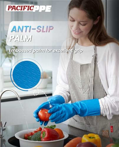PACIFIC PPE 2 Pairs Dishwashing Cleaning Gloves with Latex free, Cotton lining, Kitchen Gloves (Purple+Blue, Medium) - color: Purple+blue, size: Medium (Pack of 2)