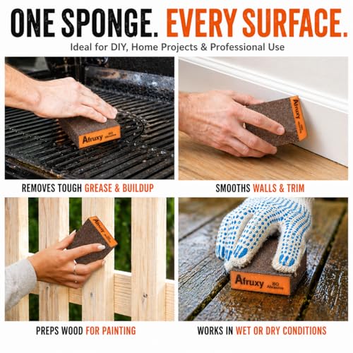 Sanding Sponge, 60/80/120/180/220/320 Grit 6-Pack with Protective Gloves, Coarse Fine Medium Grit Sanding Block, Reusable Dry Wet Sanding Blocks for Wood, Drywall,Metal, Fine Sandpaper Sand Block - size: Assorted 6 Pack