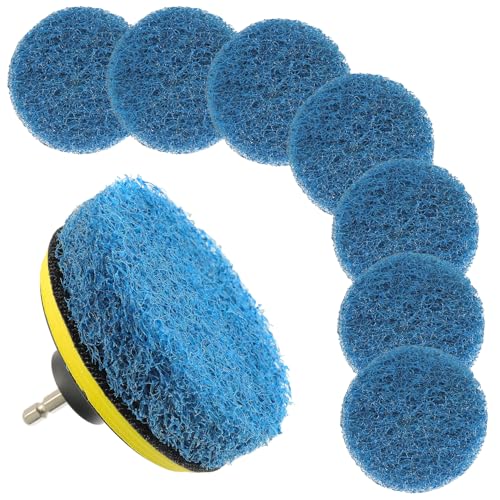4 Inch Drill Brush Scrub Pads Cleaning Kit, 5X Faster Cleaning, Reusable Double Sided Scrub Pad for Bathroom Shower Tub Tile Grout Kitchen Toilet Hard Surfaces, 9 Pack(Blue) - color: Blue