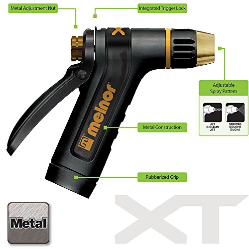 Melnor XT200; Heavy-Duty Metal Hose Nozzle with Rear Trigger; Adjustable Spray Nozzle Tip; 1 Pack - style: Adjustable Tip