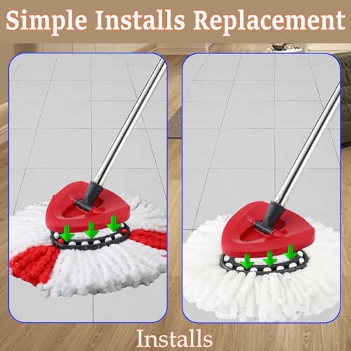 3 Pack Mop Refill Replace Heads Compatible with O-Cedar Easywring Spin Mop Head Replacement Refills for Ocedar, Microfiber Refills, Triangle Head Cover Base, Machine Washable and Easy-to-Replace