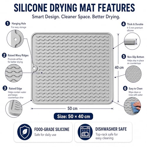 CPAP Cleaning Kit with 40 x 50 cm Thick Silicone Drying Mat, Collapsible Wash Basin, 78.7 in Hose Brush for 22 mm & 15 mm Tubing, Detail Brush, Hook & Mesh Bag for CPAP/BiPAP Hose & Mask Care - color: Pro